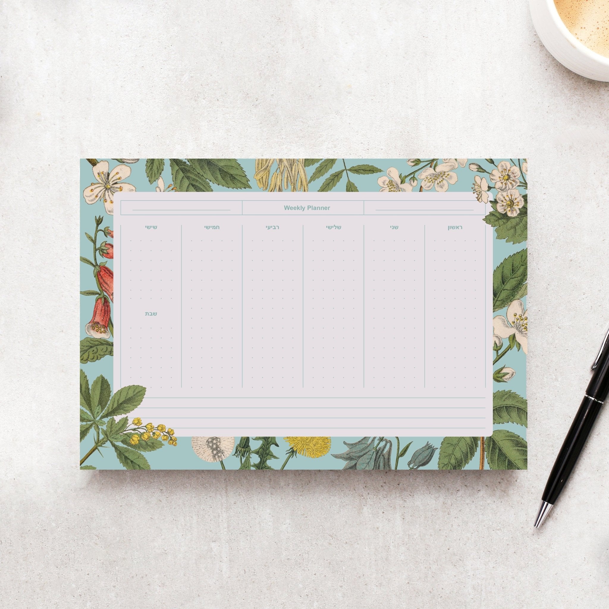 A4 Weekly Planner - Vintage Flowers - ShapeMixer