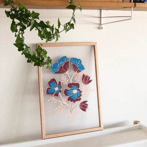 Floating Flowers in Wooden Frame - ShapeMixer