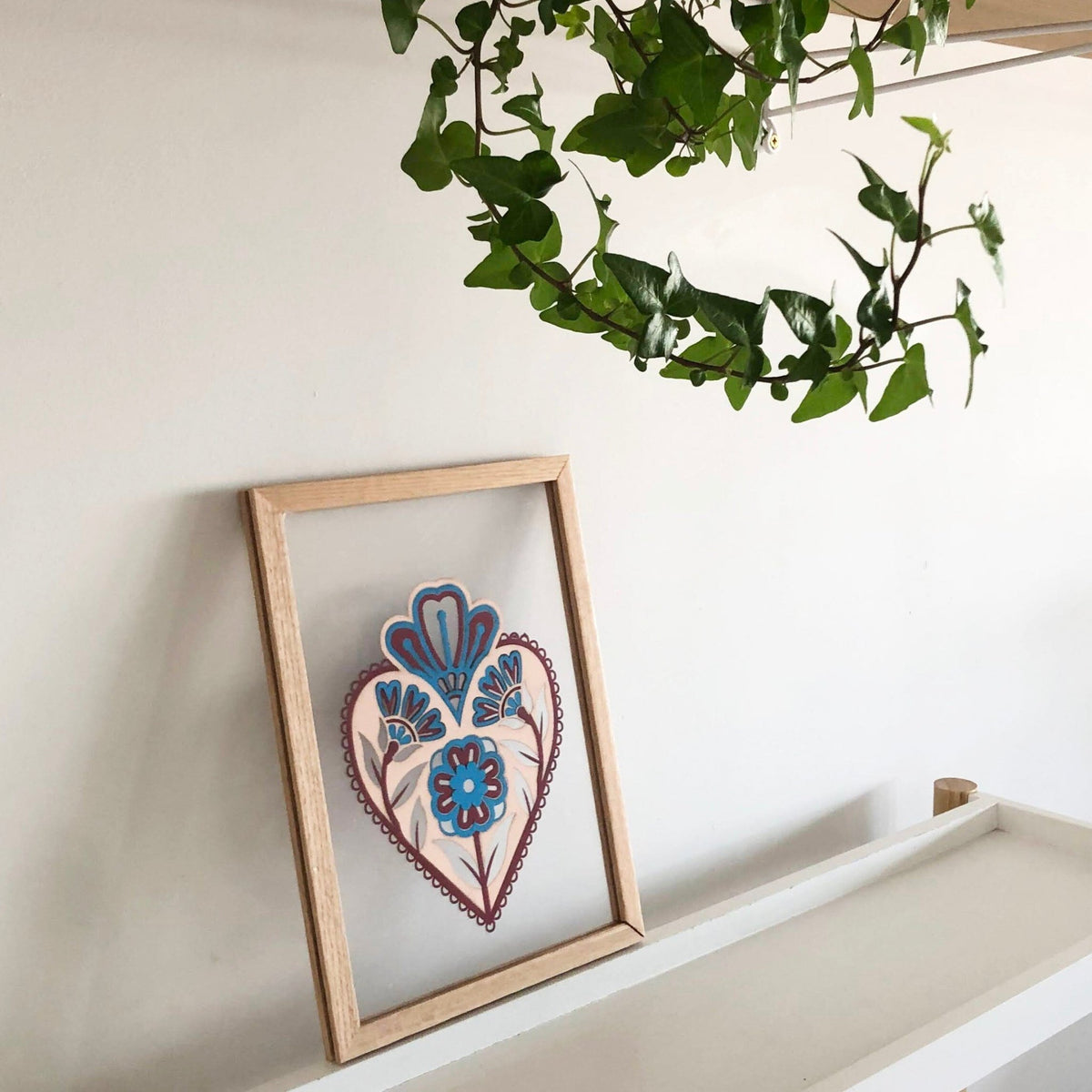 Floating Mexican Heart in Wooden Frame - ShapeMixer