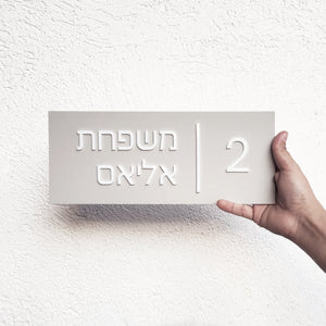 שלט לדלת כניסה לבית דמוי בטון בעיצוב אישי - דגם אליאס - ShapeMixer