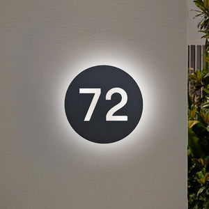 שלט מואר לכניסה לבית פרטי בעיצוב אישי - דגם מספר עגול - ShapeMixer